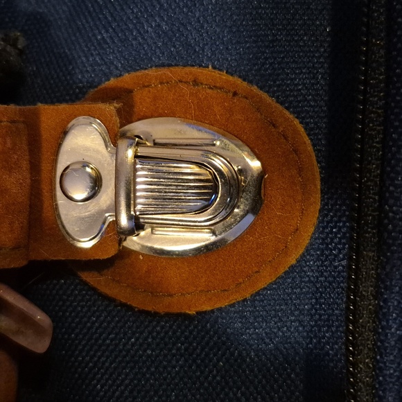 Y2K Vintage Blue/Green Canvas Mini Backpack with Suede - Picture 3 of 6